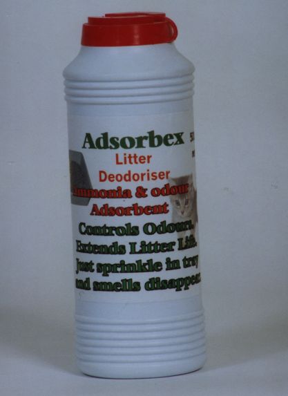 Adsorbex deodoriser for cat urine odour from smelly litter trays